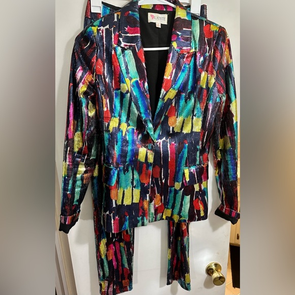 2 piece multi-color pant suit - Picture 3 of 8